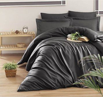 Постільна білизна ANTHRACITE Premium Сатин однотон MERISET - Сімейний на резинці 550233 фото