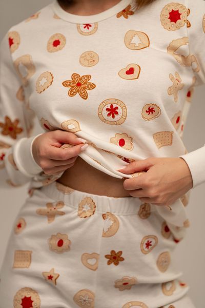 Піжама жіноча з бавовни новорічний принт Christmas Cookies 87516185 фото