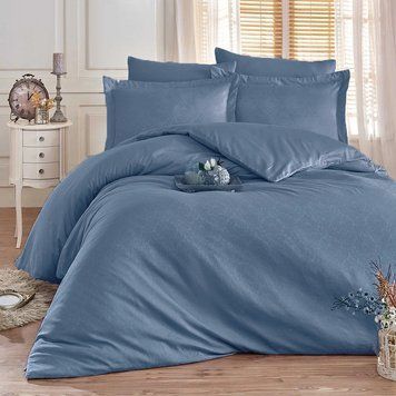Постільна білизна INDIGO DAMASK Жакард MERISET - Сімейний на резинці 560050 фото