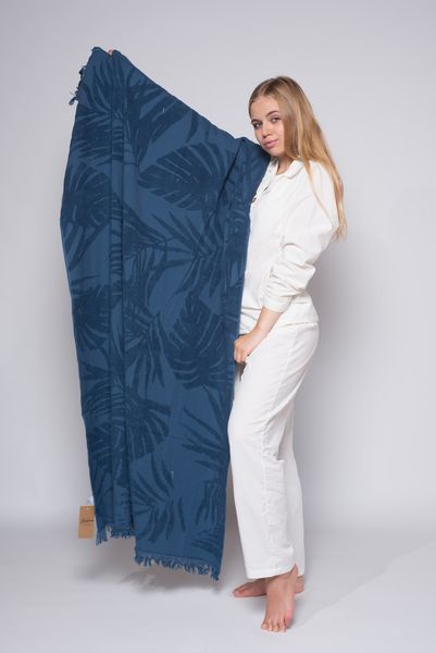 Рушник пляжний жакардовий SoundSleep Hawaii dark blue 100х150 см 1962 фото