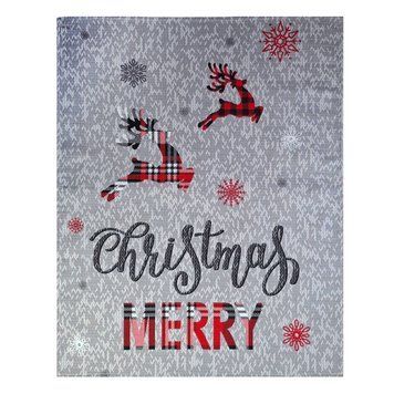 Кухонний рушник SoundSleep Merry Christmas різдвяний вафельний 45х60 см сіро-червоний (2800004667210) 7556 фото