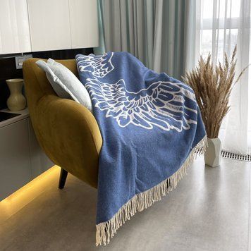 Плед бавовняний SoundSleep Wings синій 140х200 см 5782 фото