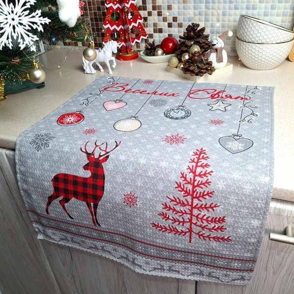 Кухонний рушник SoundSleep Winter Mood різдвяний вафельний 45х60 см сіро-червоний (2800004667227) 7557 фото Кухонний рушник SoundSleep Winter Mood різдвяний вафельний 45х60 см сіро-червоний (2800004667227) 7557 фото