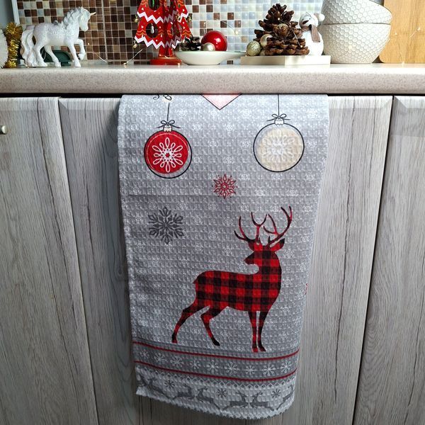 Кухонний рушник SoundSleep Winter Mood різдвяний вафельний 45х60 см сіро-червоний (2800004667227) 7557 фото Кухонний рушник SoundSleep Winter Mood різдвяний вафельний 45х60 см сіро-червоний (2800004667227) 7557 фото