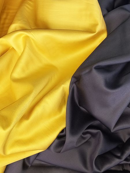 Постільна білизна ДУЕТ ANTHRACITE/GOLDEN Premium Сатин однотон MERISET - Сімейний на резинці 550562 фото