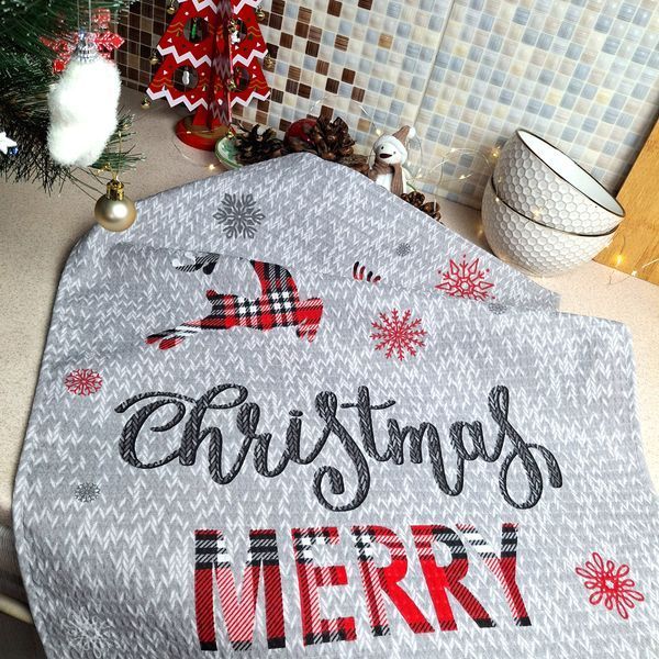 Набір кухонних рушників 2 шт SoundSleep Merry Christmas вафельних 30х50 см і 45х60 см бежевий з сірим (2800004713702) 7753 фото Набір кухонних рушників 2 шт SoundSleep Merry Christmas вафельних 30х50 см і 45х60 см бежевий з сірим (2800004713702) 7753 фото