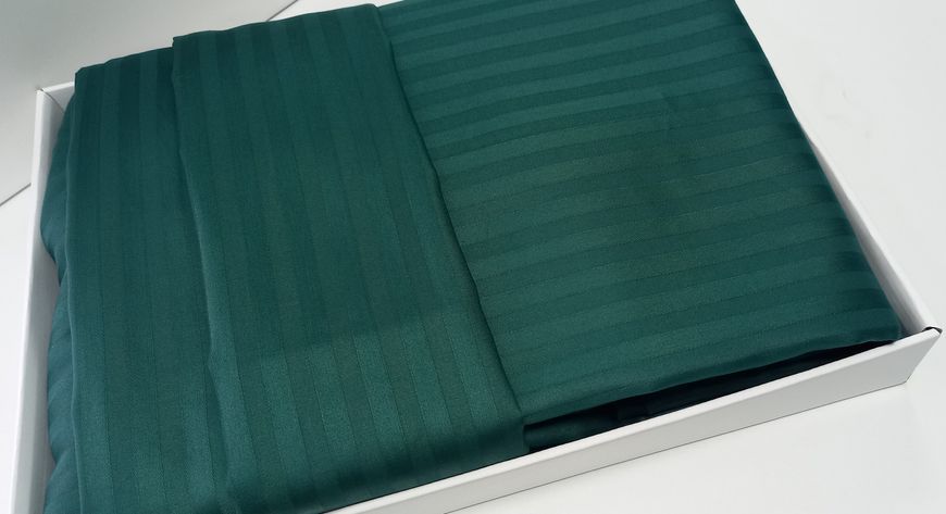 Постільна білизна GREEN Elite Сатин страйп MERISET - Сімейний на резинці 550131 фото
