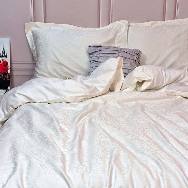 Постільна білизна Жакард IVORY ELEGANT сатин MERISET - Сімейний на резинці 560792 фото