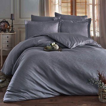 Постільна білизна ANTHRACITE DAMASK Жакард MERISET - Полуторний на резинці 550244 фото