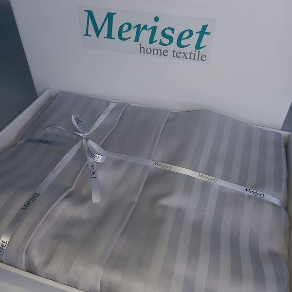 Постільна білизна GREY Elite Сатин страйп MERISET - Сімейний на резинці 550132 фото