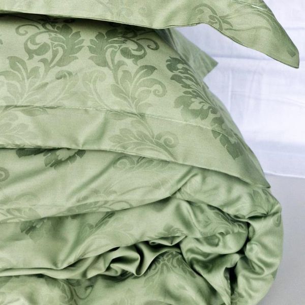 Постільна білизна GREEN FOG DAMASK Жакард MERISET - Сімейний на резинці 560376 фото