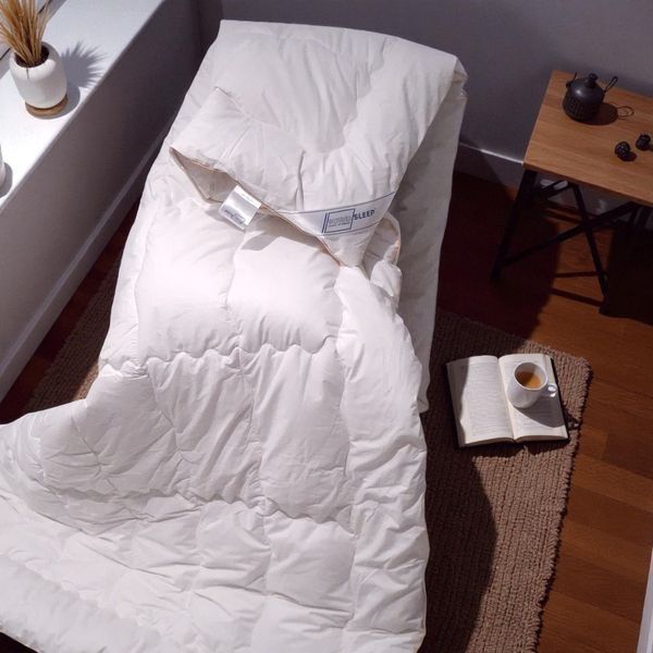 Ковдра SoundSleep Woolen Gold зимова вовняна тик 155х215 см 450г молочна (2800004918657) 8509 фото